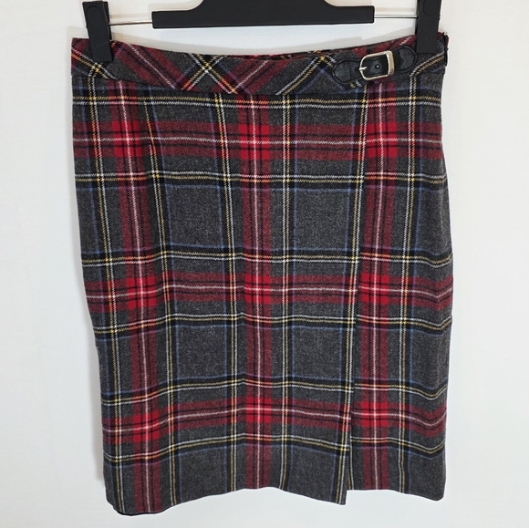 Pendleton Vintage Virgin Wool Plaid Fall Winter Red/Gray Women's Skirt Size 4 - Picture 1 of 5